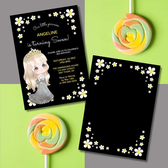 Invitation Robe grise de Whimsical Princess Floral Anniversai (Créateur téléchargé)