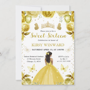 Invitation Robe Jaune Peau Foncée Princesse Sweet 16