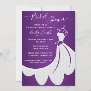 Invitation Robe Mariage blanche sur Fête des mariées violette