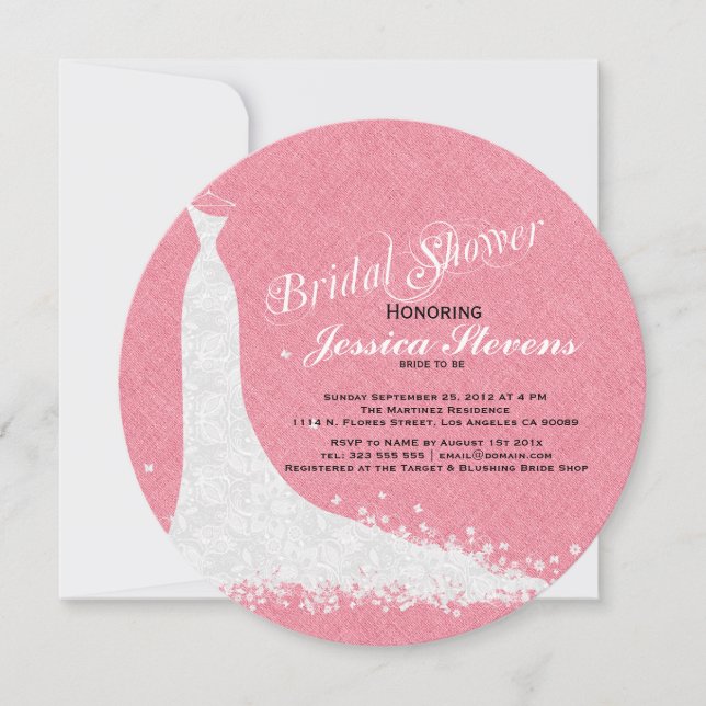 Invitation Robe Mariage Coral-Rouge Et Dentelle Blanche (Devant)