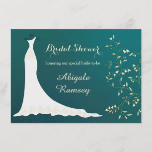 Invitation robe Mariage, fleurs en Fête de l'mariée turquoise