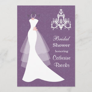 Invitation Robe Mariage, lustre sur douche violette nuptiale