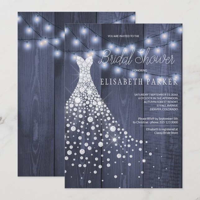 Invitation Robe mariage Marine Grange Bois Fête des mariées d (Devant / Derrière)