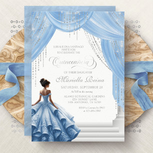 Invitation Robe moderne bleu bébé clair pour Quinceanera