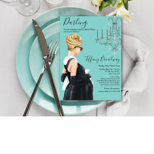 Invitation Robe noire Baby Shower Bleu Glam