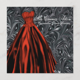 Invitation Robe noire blanche rouge Quinceanera noir rouge