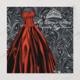 Invitation Robe noire blanche rouge Quinceanera noir rouge