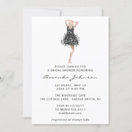 Invitation Robe noire grise pour fête de mariage 16 ans douce