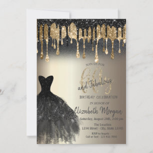Invitation Robe noire pailletée pour 50e anniversaire fabuleu