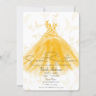 Invitation Robe Orange Crème Danse Papillon Fête Sweet 16