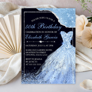 Invitation Robe Pailletée Bleu Clair & Anniversaire Glam Edge