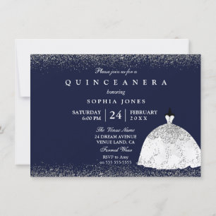 Invitation Robe Parties scintillant argent blanc Quinceanera 