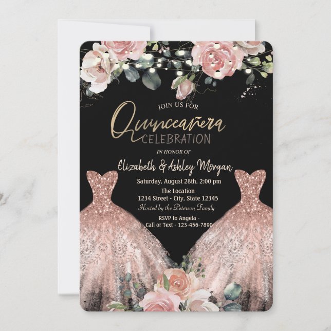 Invitation Robe Parties scintillant élégante Chic Rose Quince (Devant)