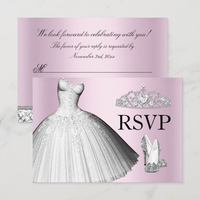 Invitation Robe Parties scintillant étincelante & talons Quin (Devant / Derrière)