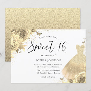 Invitation Robe Parties scintillant or étincelante Floral Swe