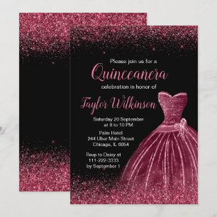 Invitation Robe Plum Violet Faux Parties scintillant Quincean