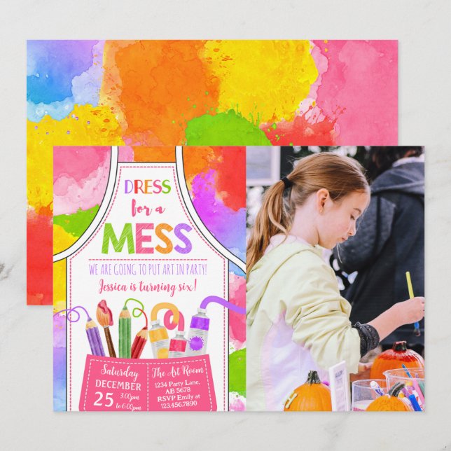 Invitation Robe Pour Un Mess Art Photo Anniversaire (Devant / Derrière)