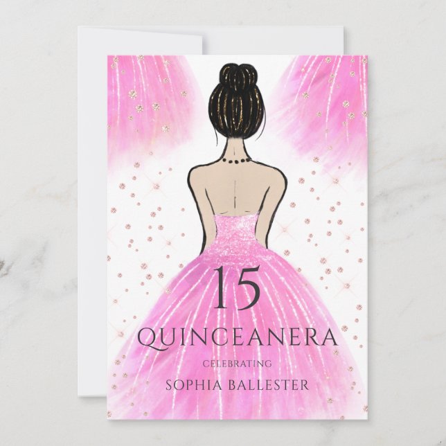 Invitation Robe princesse rose pâle Quinceanera Party (Devant)