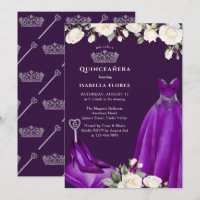 Robe princière et Rose pourpre Quinceanera