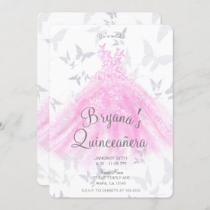Invitation Robe rose Beurre Argent Danser Robe Quinceañera