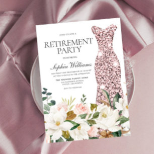 Invitation Robe rose d'or Blush White Retraite Party