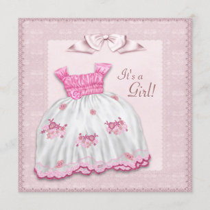 Invitation Robe rose et blanche Baby shower