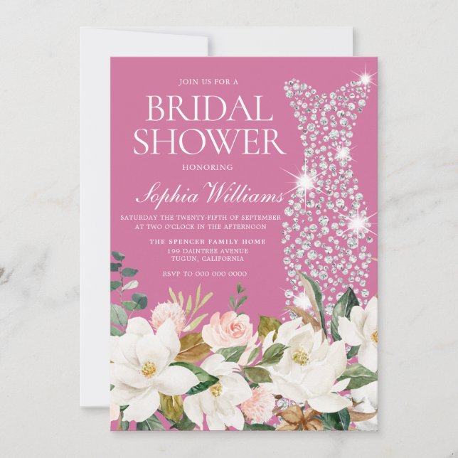 Invitation Robe rose et blanche Mariage Fête des mariées (Devant)