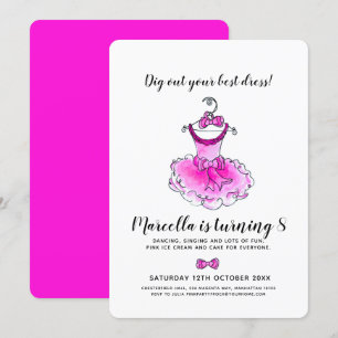 Invitation Robe rose fête filles
