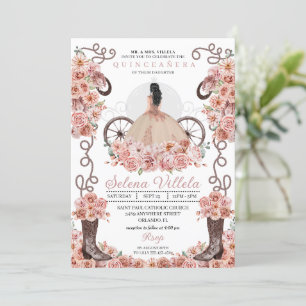 Invitation Robe rose Gold Princess & Bottes Quinceañera