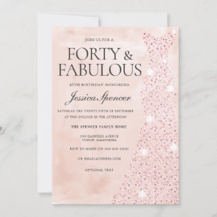 Invitation Robe rose or 40 & Fabuleux 40e anniversaire
