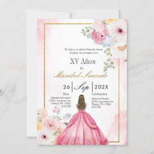 Invitation Robe rose quinceañera