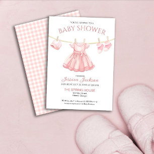 Invitation Robe rose suspendue pour bébé fille Baby Shower
