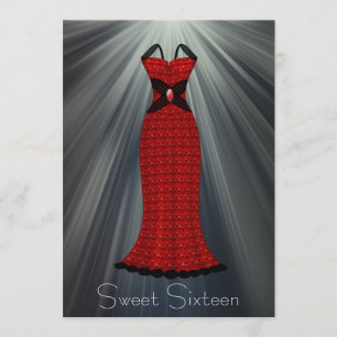 Invitation Robe Rouge Noir Doux 16 Partie