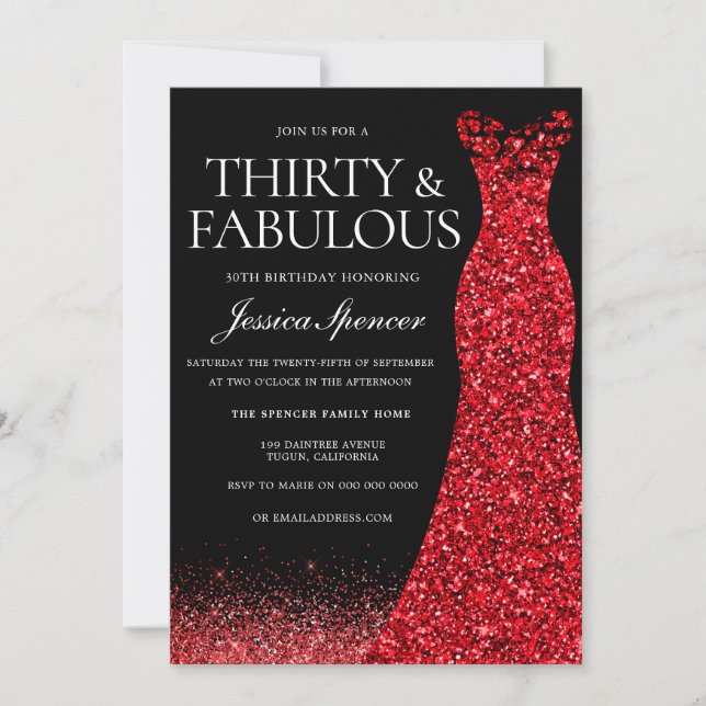 Invitation Robe rouge Parties scintillant rouge Gown 30e fête (Devant)