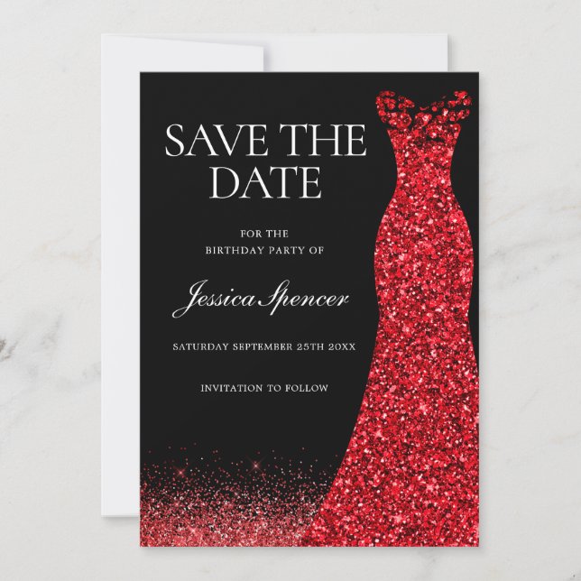 Invitation Robe Rouge Parties scintillant Rouge Gown Annivers (Devant)