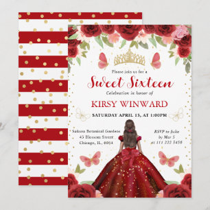 Invitation Robe Rouge Peau Noire Princesse Douce 16