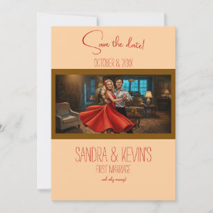 Invitation Robe rouge tango mariage à retenir la date