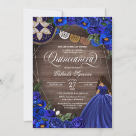 Invitation Robe Royal Bleue Rose Ouest Charro Quinceanera