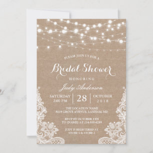 Invitation Robe Rustique Burlap Lumières dentelle Fête des ma