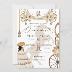 Invitation Robe Rustique Florale Tournesol Charro Quinceanera