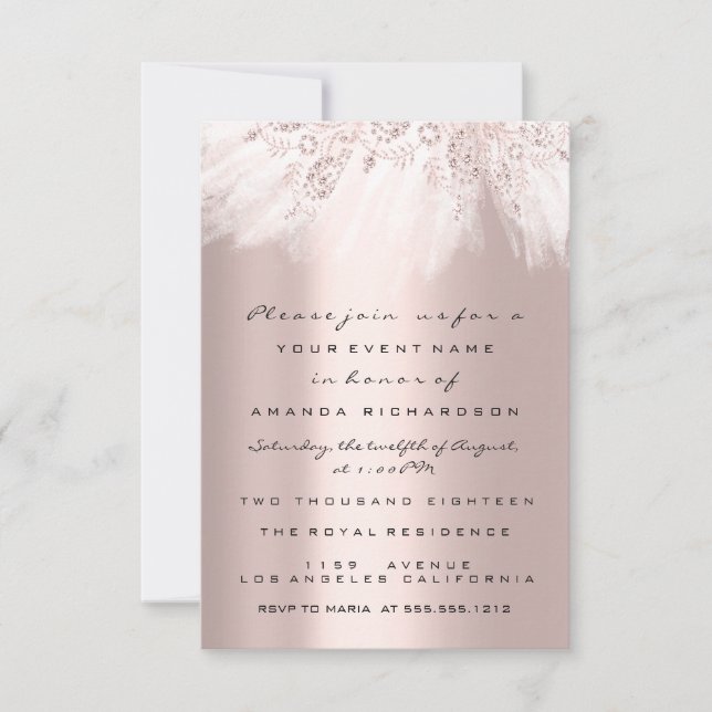 Invitation Robe Spark Rose Gold Mariage Baptême Mariage (Devant)