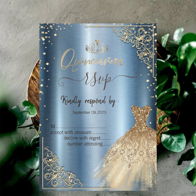 Invitation Robe Tiara, Diamants Blue Metallic RSVP (Créateur téléchargé)