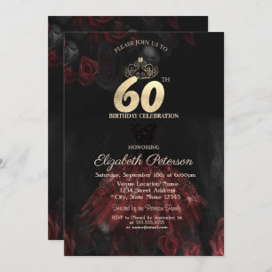 Invitation Robe, Tiara, Roses rouges 60e anniversaire