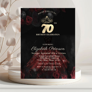 Invitation Robe, Tiara, Roses rouges 70e anniversaire