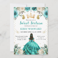 Robe turquoise Princesse brune Sweet 16