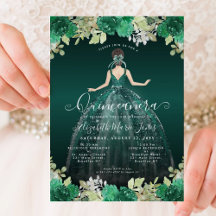 Robe verte Emeraude Florale Anniversaire Quinceane