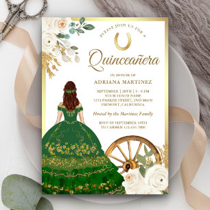 Invitation Robe verte ivoirienne Charro Gold Quinceanera