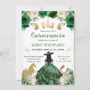 Invitation Robe verte princesse occidentale Quinceanera
