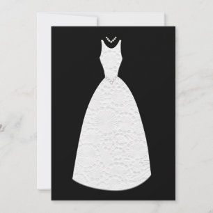 Invitation Robe vintage noire et blanche de Fête de la mariée