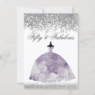 Invitation Robe violette Parties scintillant 50e anniversaire
